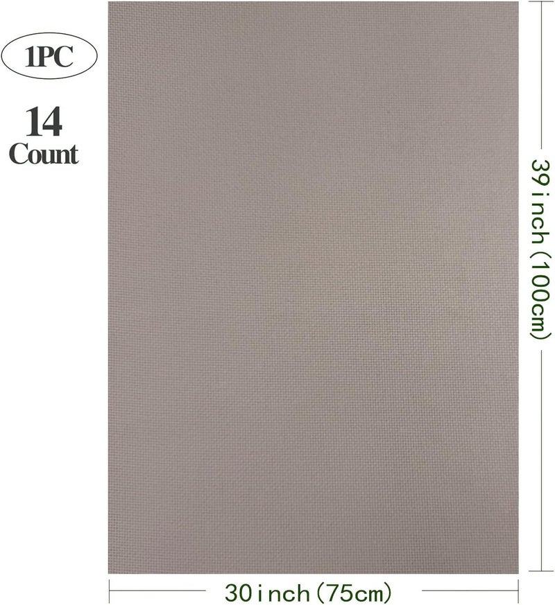 Zhenqing Aida Cloth 14 Count Cross Stitch Fabric Cross Stitch Aida Cloth for Embroidery and Needlework (Light Coffee Color, 30 * 39inch) - Image 2